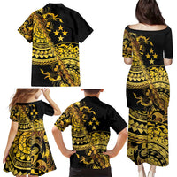 Kosrae Liberation Day Family Matching Puletasi and Hawaiian Shirt Polynesian Floral Tattoo LT05 - Polynesian Pride