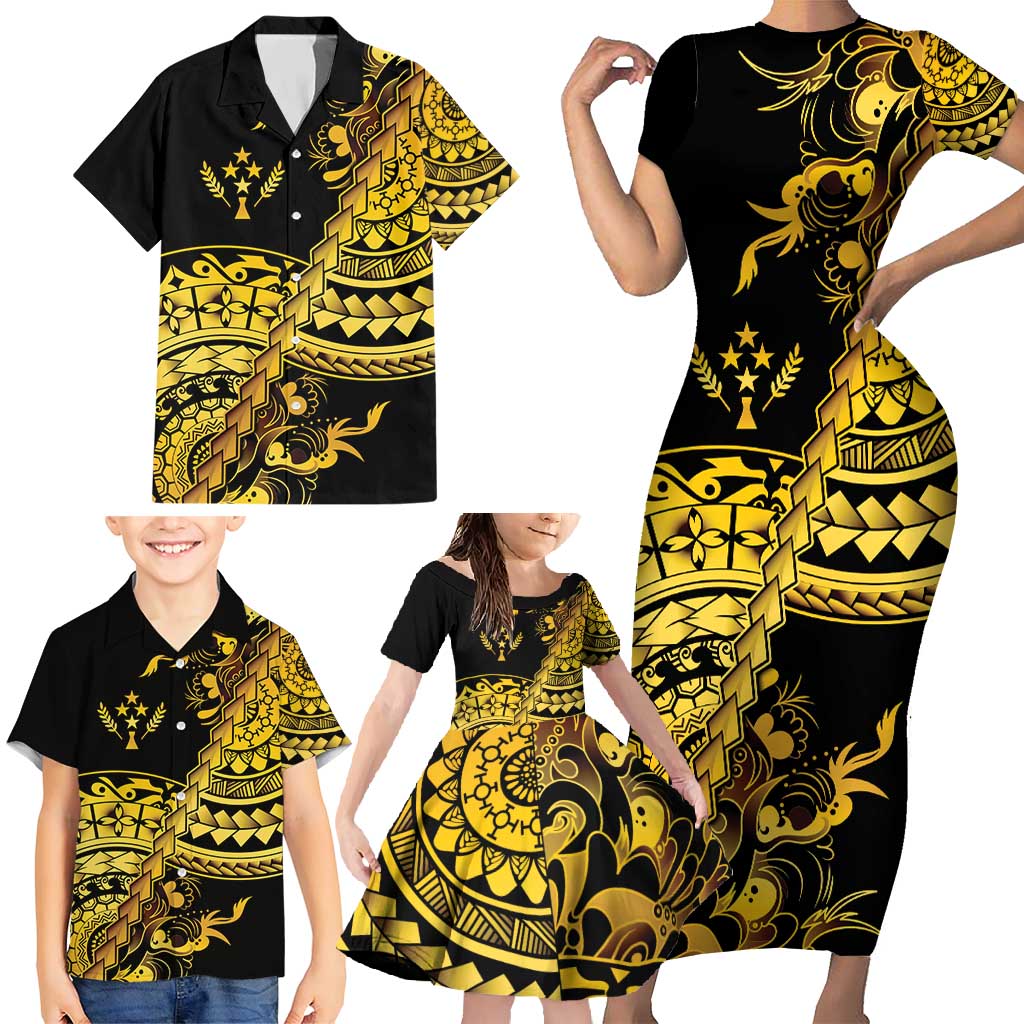 Kosrae Liberation Day Family Matching Short Sleeve Bodycon Dress and Hawaiian Shirt Polynesian Floral Tattoo LT05 - Polynesian Pride