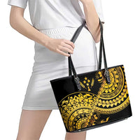 Kosrae Liberation Day Leather Tote Bag Polynesian Floral Tattoo - Polynesian Pride
