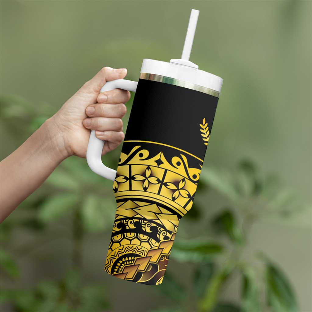 Kosrae Liberation Day Tumbler With Handle Polynesian Floral Tattoo - Polynesian Pride