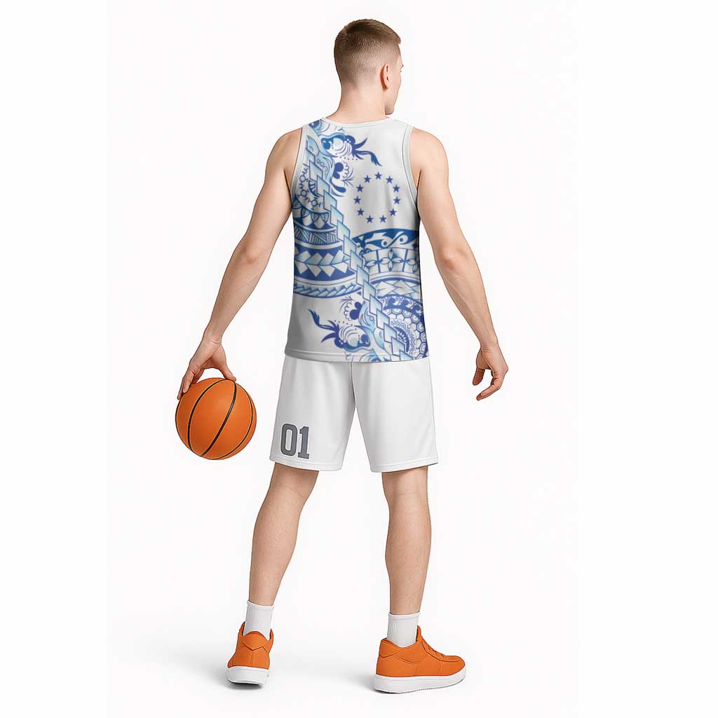 Pohnpei Liberation Day Basketball Jersey Polynesian Floral Tattoo - Polynesian Pride
