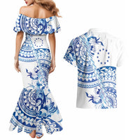 Pohnpei Liberation Day Couples Matching Mermaid Dress and Hawaiian Shirt Polynesian Floral Tattoo LT05 - Polynesian Pride