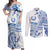 Pohnpei Liberation Day Couples Matching Off Shoulder Maxi Dress and Long Sleeve Button Shirt Polynesian Floral Tattoo - Polynesian Pride