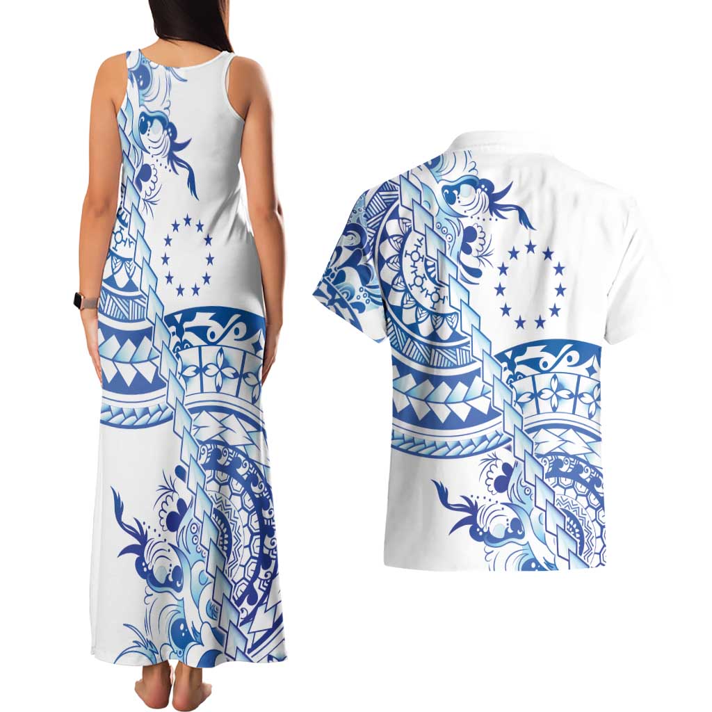 Pohnpei Liberation Day Couples Matching Tank Maxi Dress and Hawaiian Shirt Polynesian Floral Tattoo LT05 - Polynesian Pride