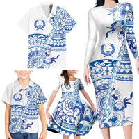 Pohnpei Liberation Day Family Matching Long Sleeve Bodycon Dress and Hawaiian Shirt Polynesian Floral Tattoo LT05 - Polynesian Pride