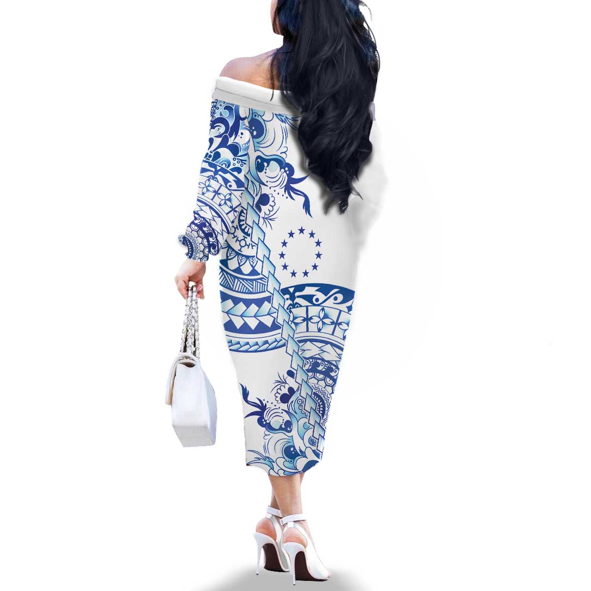 Pohnpei Liberation Day Family Matching Off The Shoulder Long Sleeve Dress and Hawaiian Shirt Polynesian Floral Tattoo LT05 - Polynesian Pride