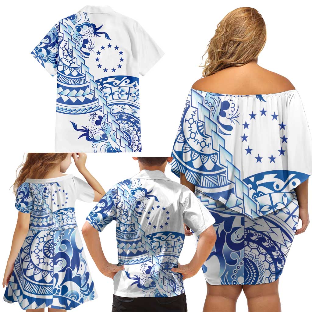 Pohnpei Liberation Day Family Matching Off Shoulder Short Dress and Hawaiian Shirt Polynesian Floral Tattoo LT05 - Polynesian Pride