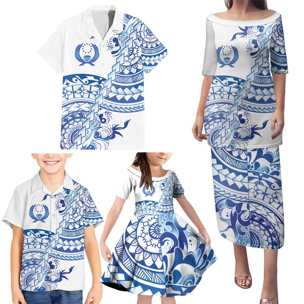 Pohnpei Liberation Day Family Matching Puletasi and Hawaiian Shirt Polynesian Floral Tattoo LT05 - Polynesian Pride