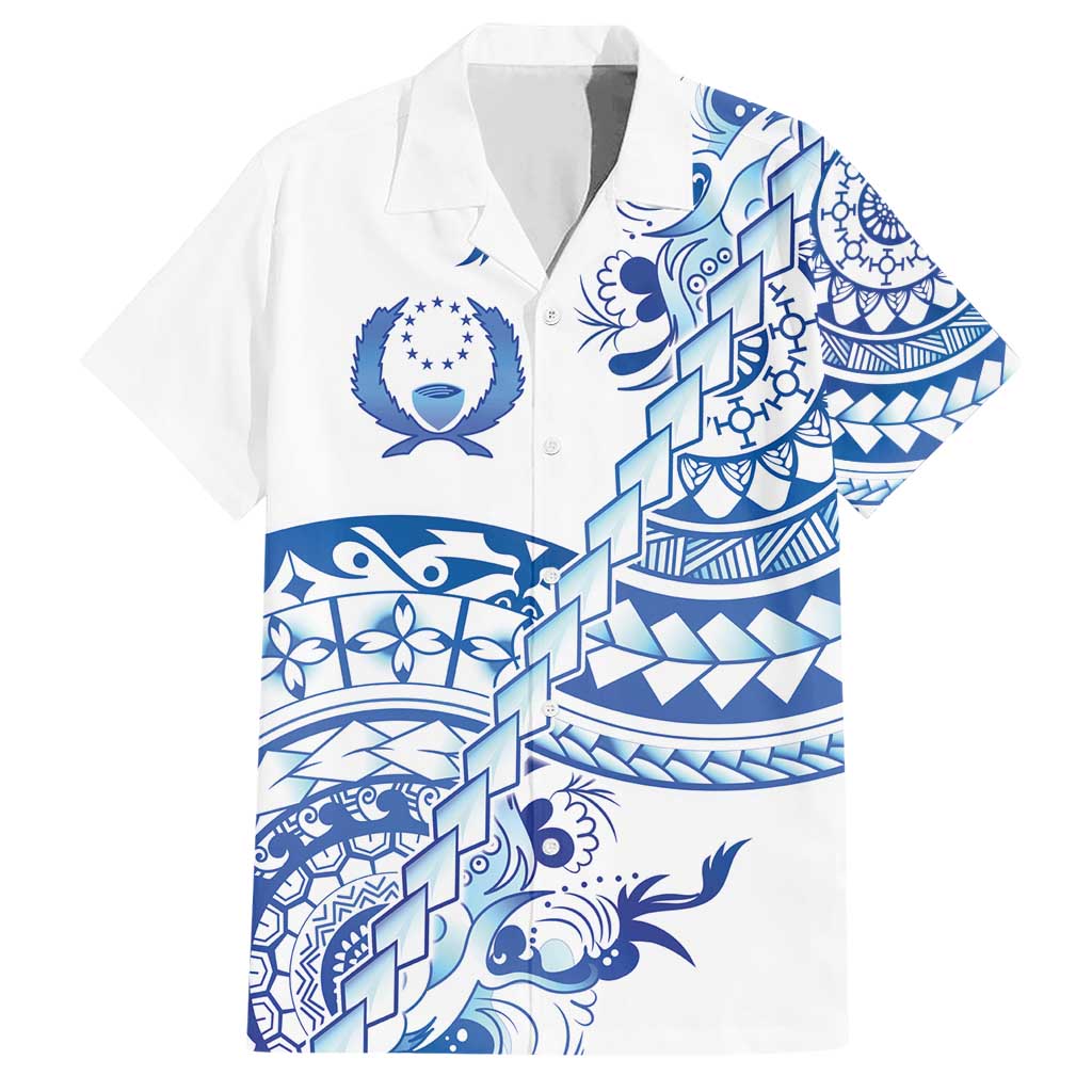Pohnpei Liberation Day Family Matching Short Sleeve Bodycon Dress and Hawaiian Shirt Polynesian Floral Tattoo LT05 Dad's Shirt - Short Sleeve White - Polynesian Pride