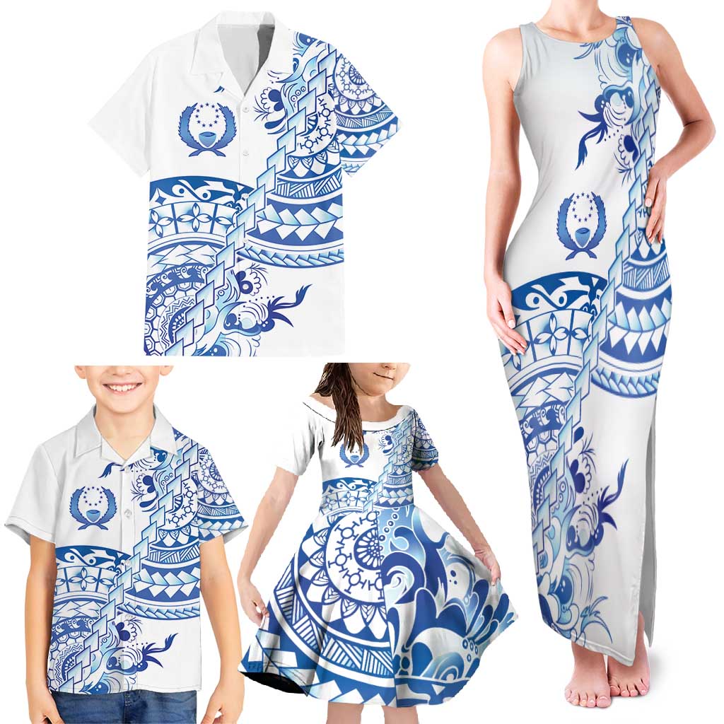 Pohnpei Liberation Day Family Matching Tank Maxi Dress and Hawaiian Shirt Polynesian Floral Tattoo LT05 - Polynesian Pride