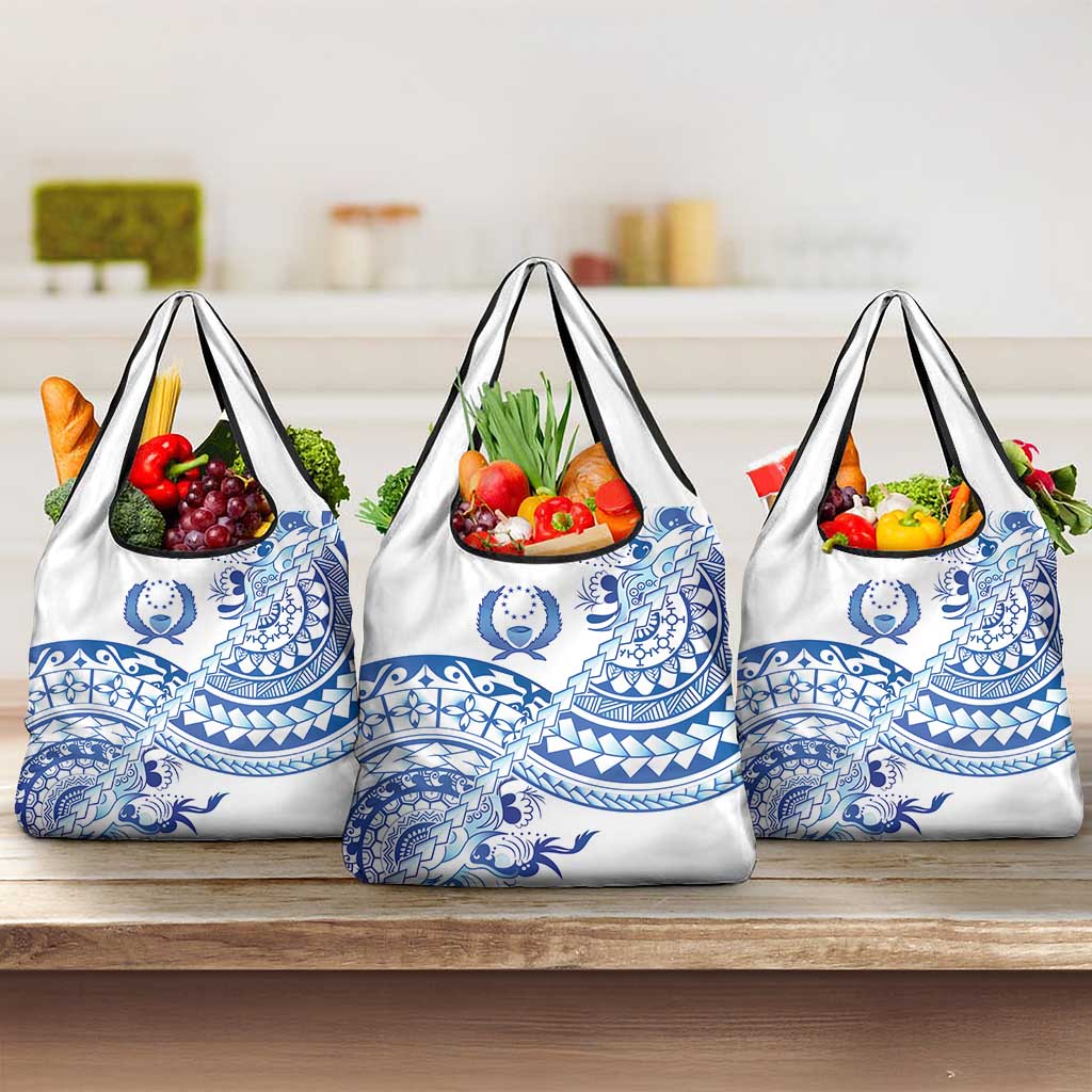 Pohnpei Liberation Day Grocery Bag Polynesian Floral Tattoo LT05 3-pack One Size White - Polynesian Pride