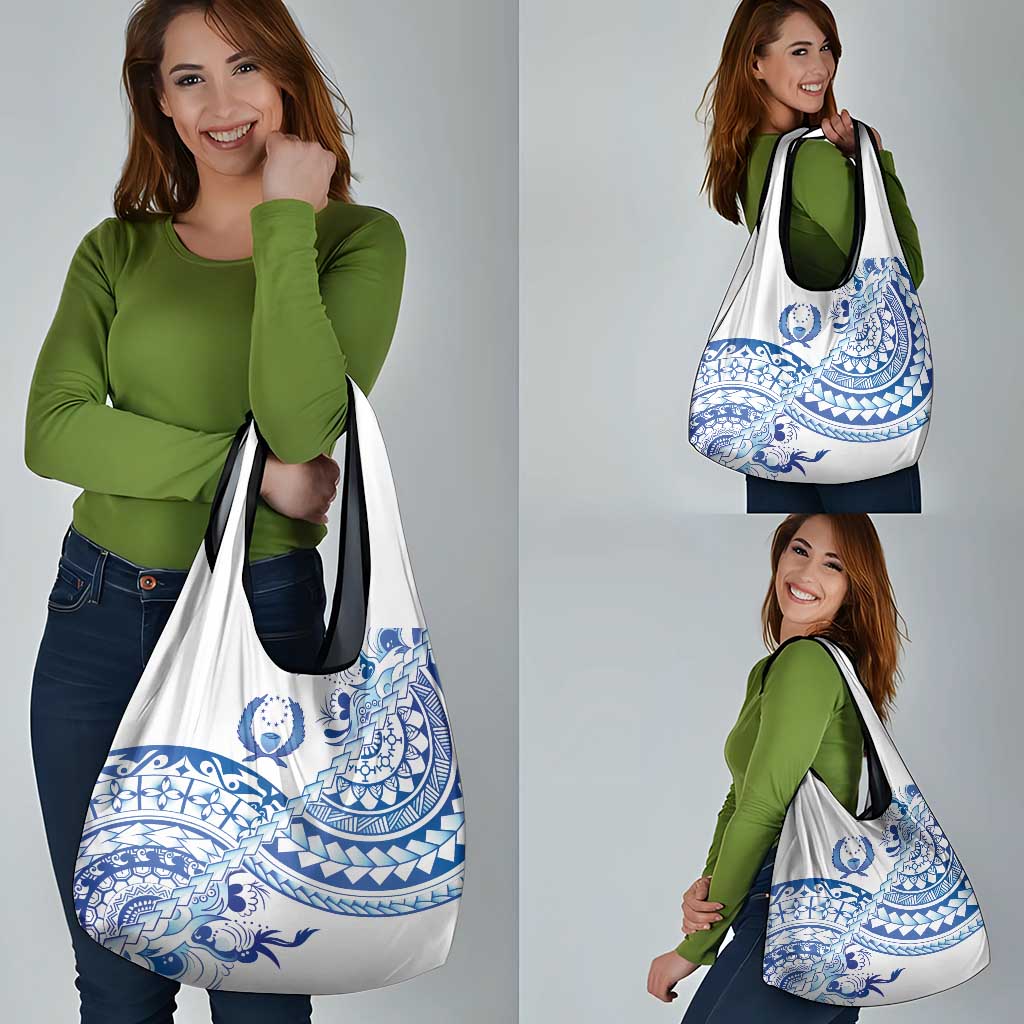Pohnpei Liberation Day Grocery Bag Polynesian Floral Tattoo LT05 - Polynesian Pride