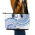 Pohnpei Liberation Day Leather Tote Bag Polynesian Floral Tattoo - Polynesian Pride