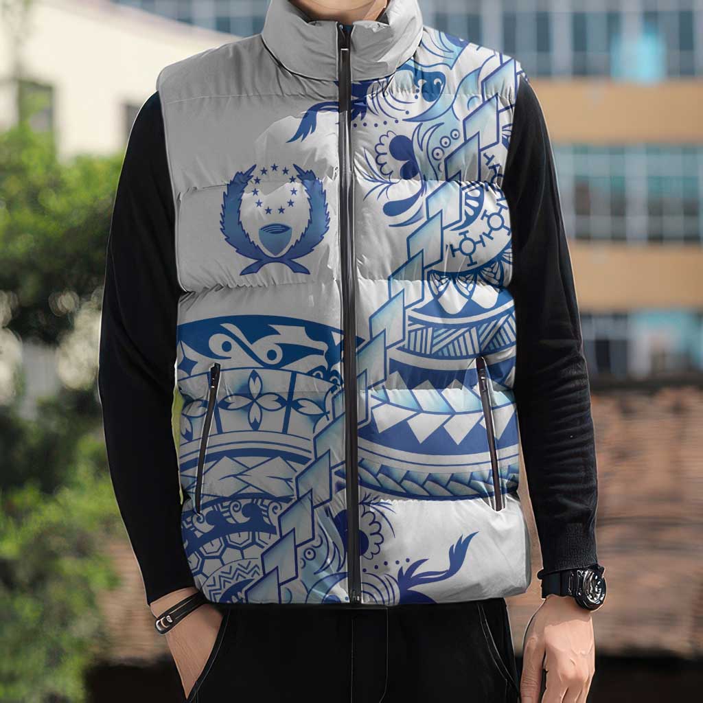 Pohnpei Liberation Day Sleeveless Puffer Jacket Polynesian Floral Tattoo LT05 - Polynesian Pride