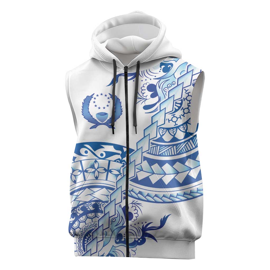 Pohnpei Liberation Day Sleeveless Zip Hoodie Polynesian Floral Tattoo - Polynesian Pride