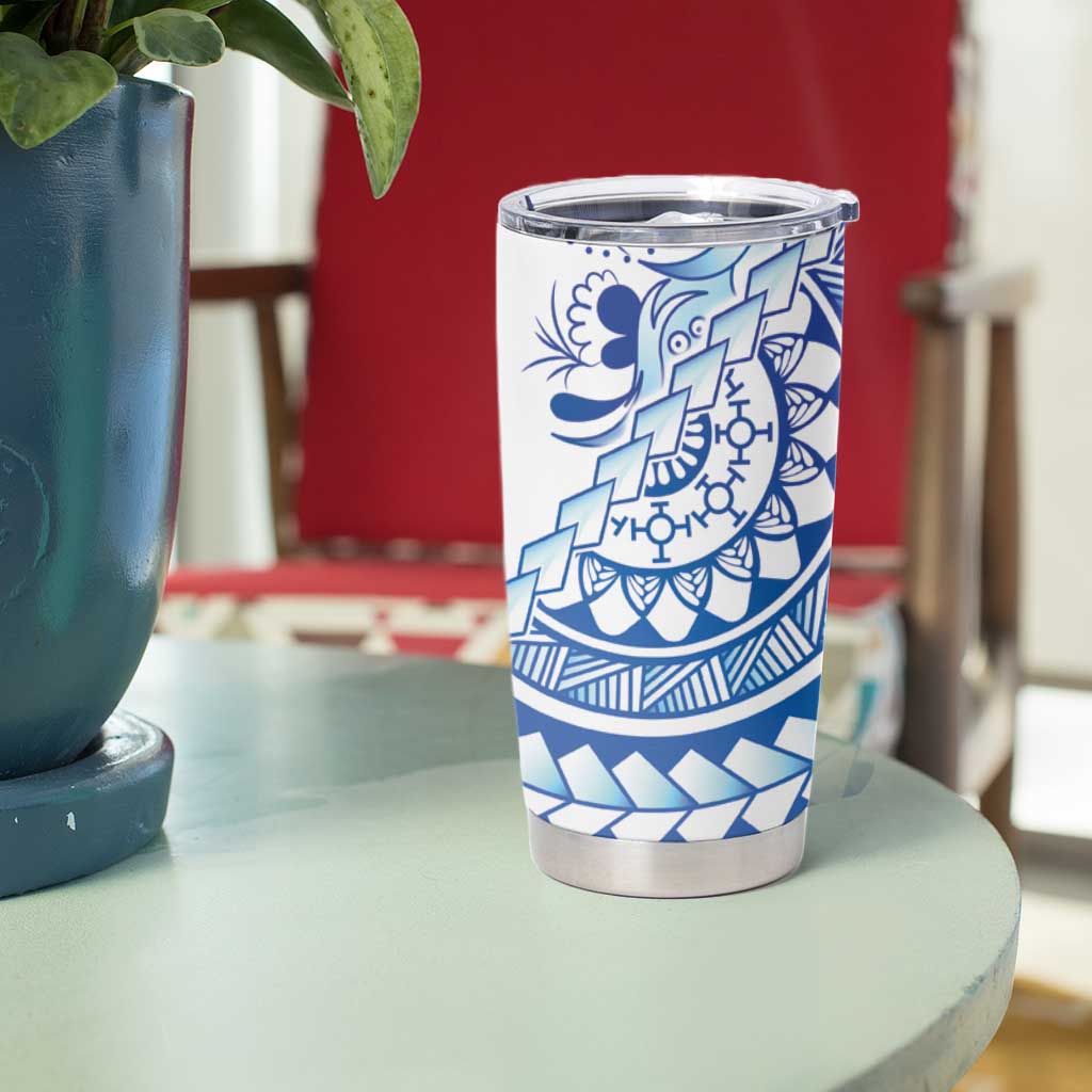 Pohnpei Liberation Day Tumbler Cup Polynesian Floral Tattoo LT05 - Polynesian Pride
