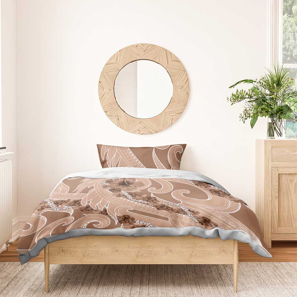 Hawaii Brown Hibiscus Pikake Lei Bedding Set - Polynesian Pride