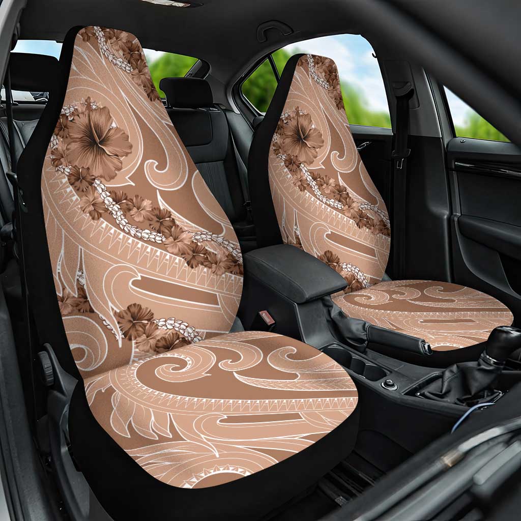 Hawaii Brown Hibiscus Pikake Lei Car Seat Cover LT05 One Size Brown - Polynesian Pride