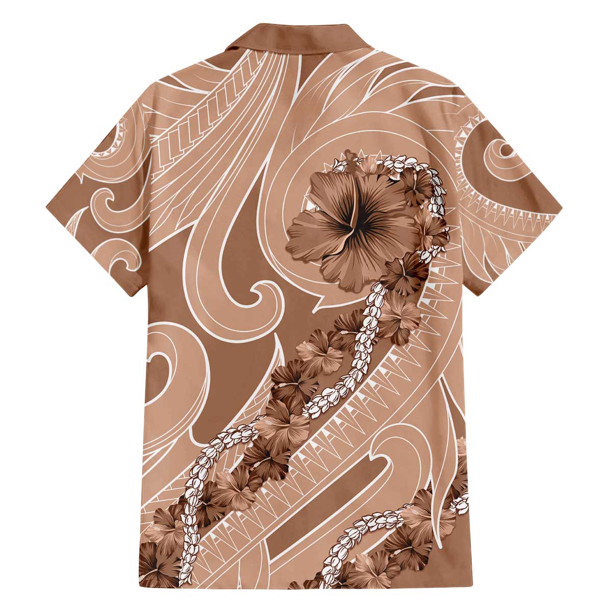 Hawaii Brown Hibiscus Pikake Lei Family Matching Off The Shoulder Long Sleeve Dress and Hawaiian Shirt LT05 - Polynesian Pride