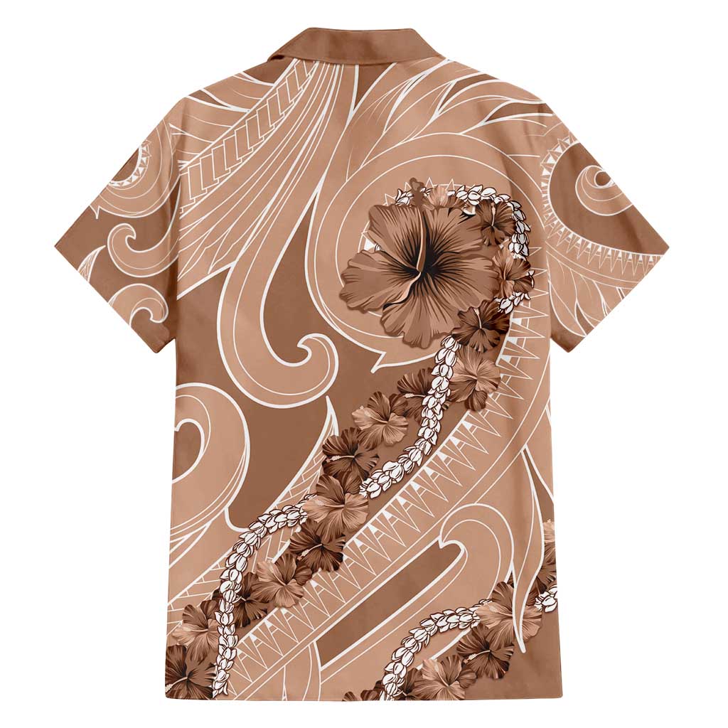 Hawaii Brown Hibiscus Pikake Lei Family Matching Puletasi and Hawaiian Shirt LT05 - Polynesian Pride