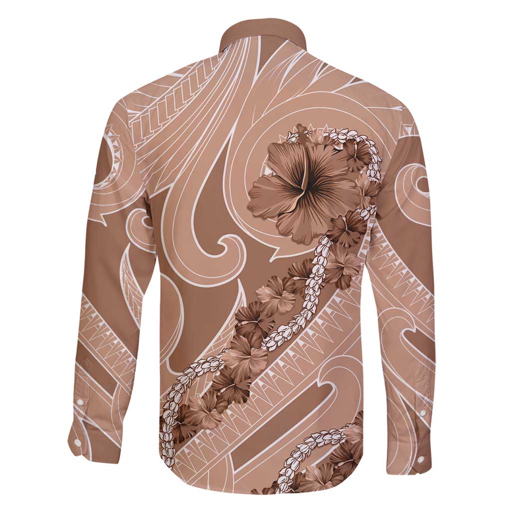 Hawaii Brown Hibiscus Pikake Lei Family Matching Puletasi and Hawaiian Shirt LT05 - Polynesian Pride
