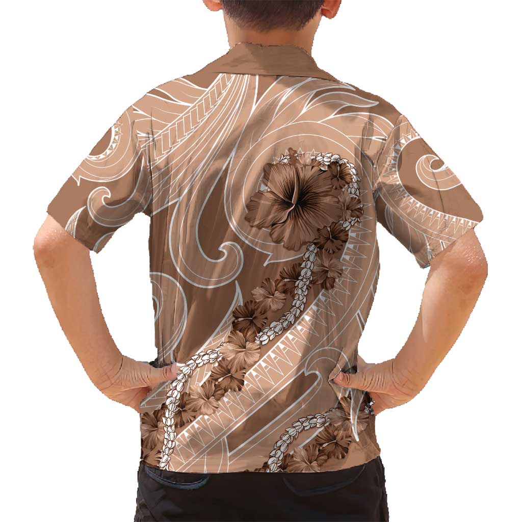 Hawaii Brown Hibiscus Pikake Lei Family Matching Summer Maxi Dress and Hawaiian Shirt LT05 - Polynesian Pride
