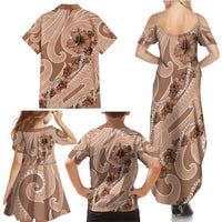 Hawaii Brown Hibiscus Pikake Lei Family Matching Summer Maxi Dress and Hawaiian Shirt LT05 - Polynesian Pride
