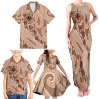 Hawaii Brown Hibiscus Pikake Lei Family Matching Tank Maxi Dress and Hawaiian Shirt LT05 - Polynesian Pride