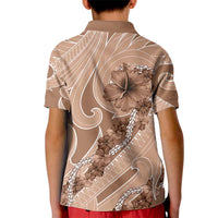 Hawaii Brown Hibiscus Pikake Lei Kid Polo Shirt LT05 - Polynesian Pride