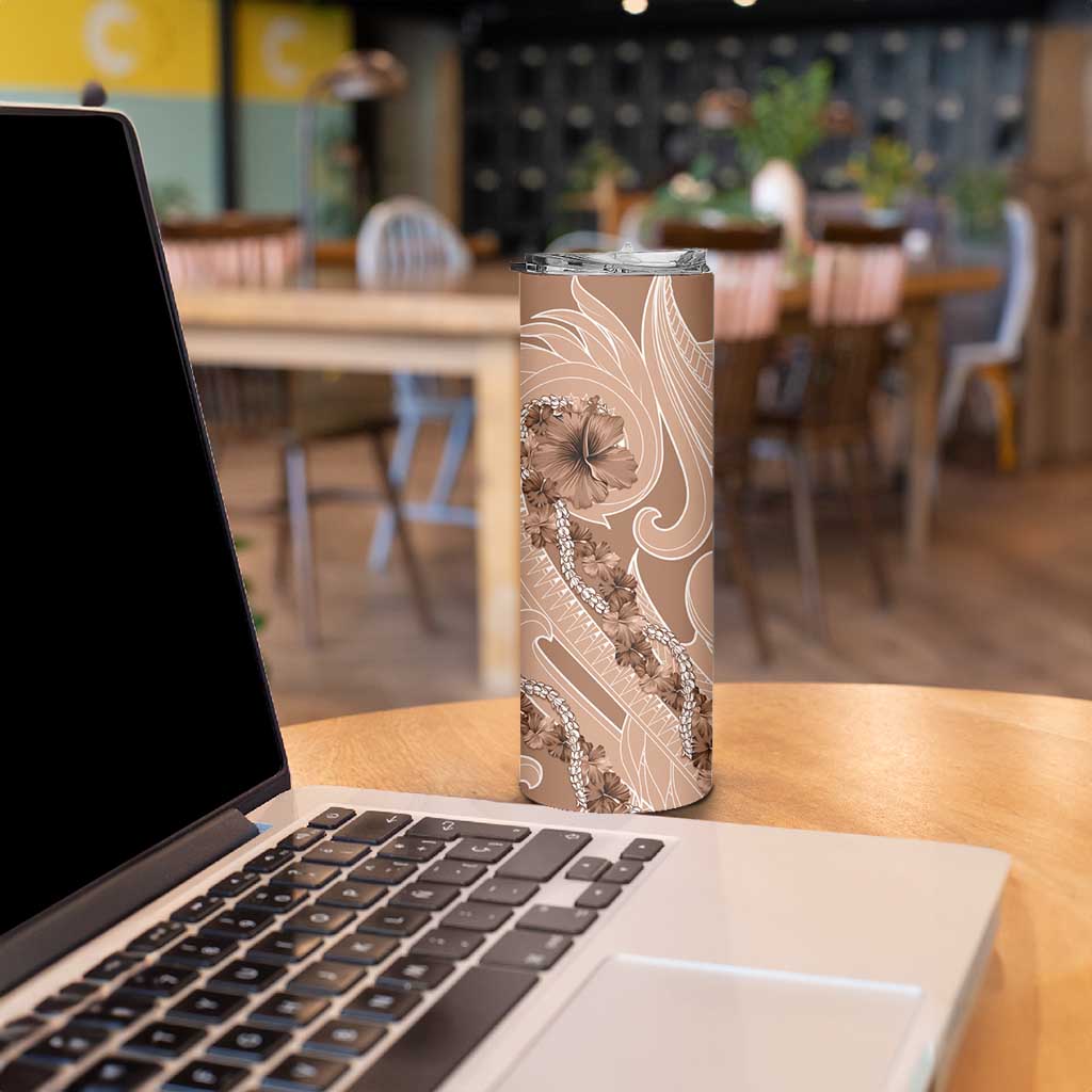 Hawaii Brown Hibiscus Pikake Lei Skinny Tumbler - Polynesian Pride