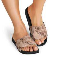 Hawaii Brown Hibiscus Pikake Lei Slide Sandals - Polynesian Pride