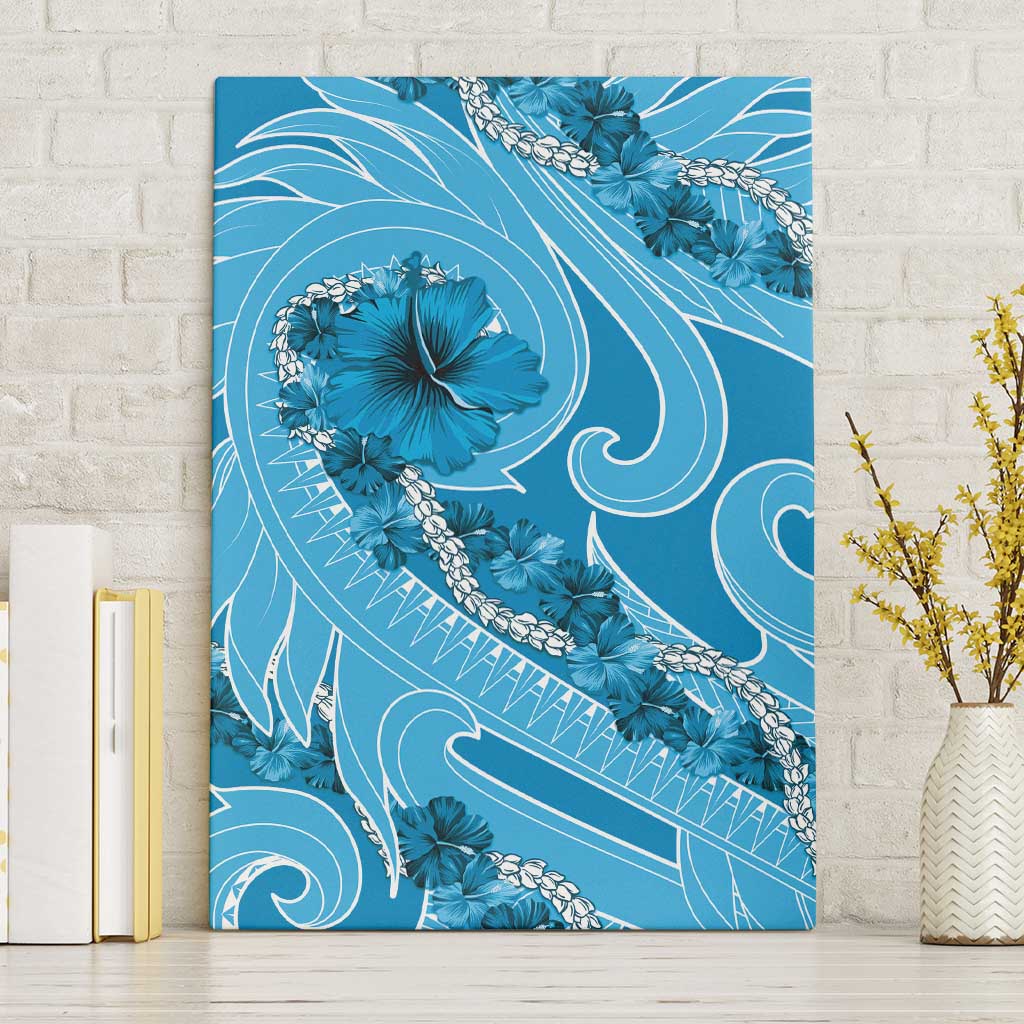 Hawaii Blue Hibiscus Pikake Lei Canvas Wall Art - Polynesian Pride
