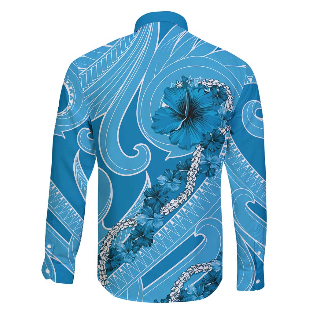 Hawaii Blue Hibiscus Pikake Lei Family Matching Mermaid Dress and Hawaiian Shirt LT05 - Polynesian Pride