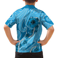 Hawaii Blue Hibiscus Pikake Lei Family Matching Summer Maxi Dress and Hawaiian Shirt LT05 - Polynesian Pride