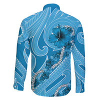 Hawaii Blue Hibiscus Pikake Lei Family Matching Tank Maxi Dress and Hawaiian Shirt LT05 - Polynesian Pride