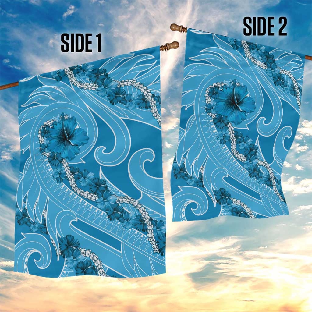 Hawaii Blue Hibiscus Pikake Lei Garden Flag - Polynesian Pride
