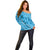 Hawaii Blue Hibiscus Pikake Lei Off Shoulder Sweater - Polynesian Pride
