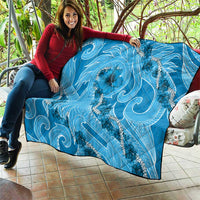 Hawaii Blue Hibiscus Pikake Lei Quilt - Polynesian Pride