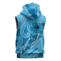 Hawaii Blue Hibiscus Pikake Lei Sleeveless Zip Hoodie LT05 - Polynesian Pride