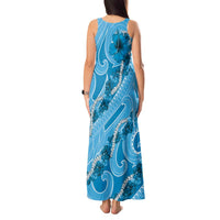 Hawaii Blue Hibiscus Pikake Lei Tank Maxi Dress LT05 - Polynesian Pride