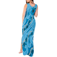 Hawaii Blue Hibiscus Pikake Lei Tank Maxi Dress LT05 - Polynesian Pride