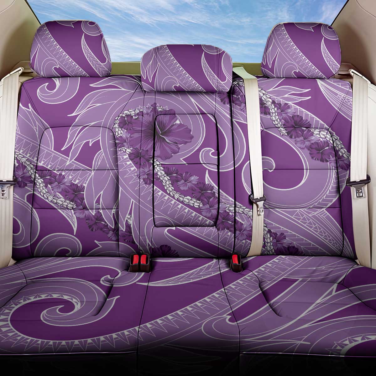 Hawaii Violet Hibiscus Pikake Lei Back Car Seat Cover - Polynesian Pride