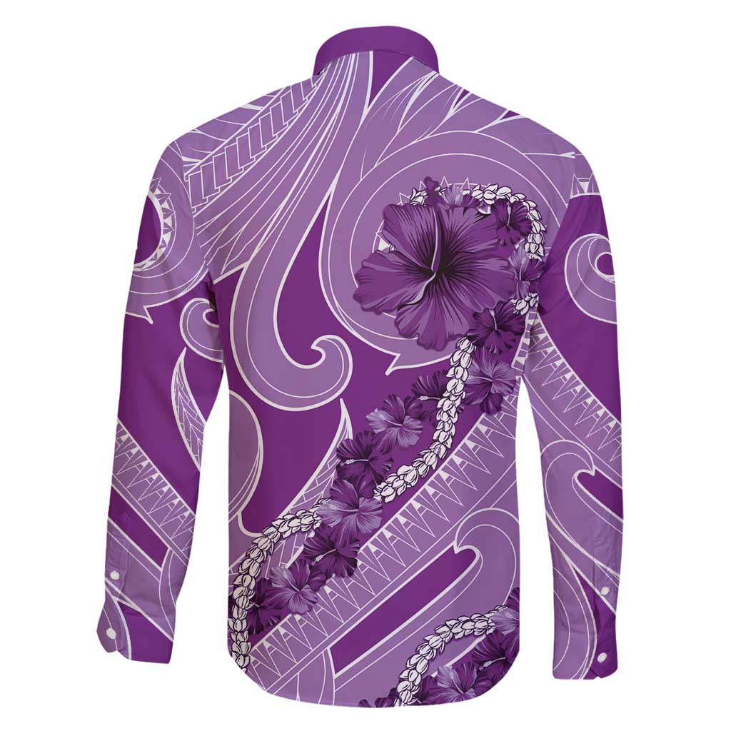 Hawaii Violet Hibiscus Pikake Lei Family Matching Mermaid Dress and Hawaiian Shirt LT05 - Polynesian Pride
