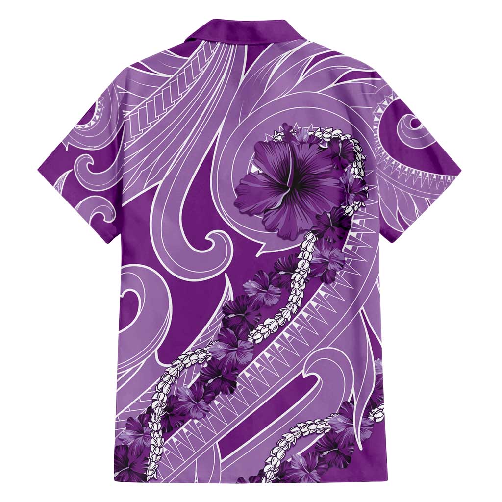 Hawaii Violet Hibiscus Pikake Lei Family Matching Off Shoulder Maxi Dress and Hawaiian Shirt LT05 - Polynesian Pride