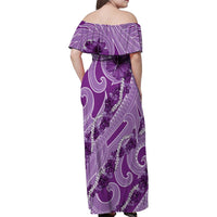 Hawaii Violet Hibiscus Pikake Lei Family Matching Off Shoulder Maxi Dress and Hawaiian Shirt LT05 - Polynesian Pride