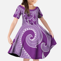 Hawaii Violet Hibiscus Pikake Lei Family Matching Puletasi and Hawaiian Shirt LT05 Daughter's Dress Violet - Polynesian Pride
