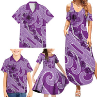 Hawaii Violet Hibiscus Pikake Lei Family Matching Summer Maxi Dress and Hawaiian Shirt LT05 - Polynesian Pride