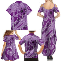 Hawaii Violet Hibiscus Pikake Lei Family Matching Summer Maxi Dress and Hawaiian Shirt LT05 - Polynesian Pride