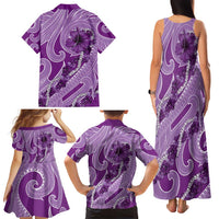 Hawaii Violet Hibiscus Pikake Lei Family Matching Tank Maxi Dress and Hawaiian Shirt LT05 - Polynesian Pride