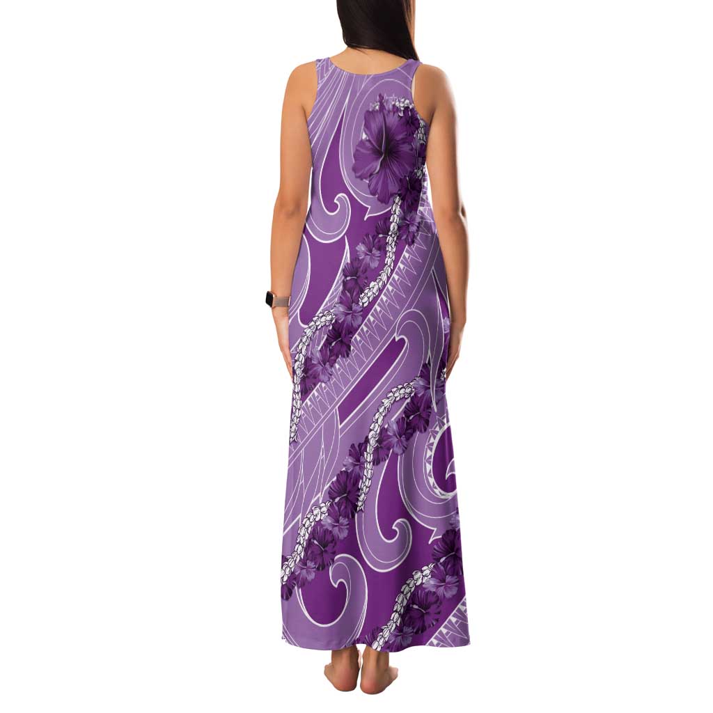 Hawaii Violet Hibiscus Pikake Lei Family Matching Tank Maxi Dress and Hawaiian Shirt LT05 - Polynesian Pride